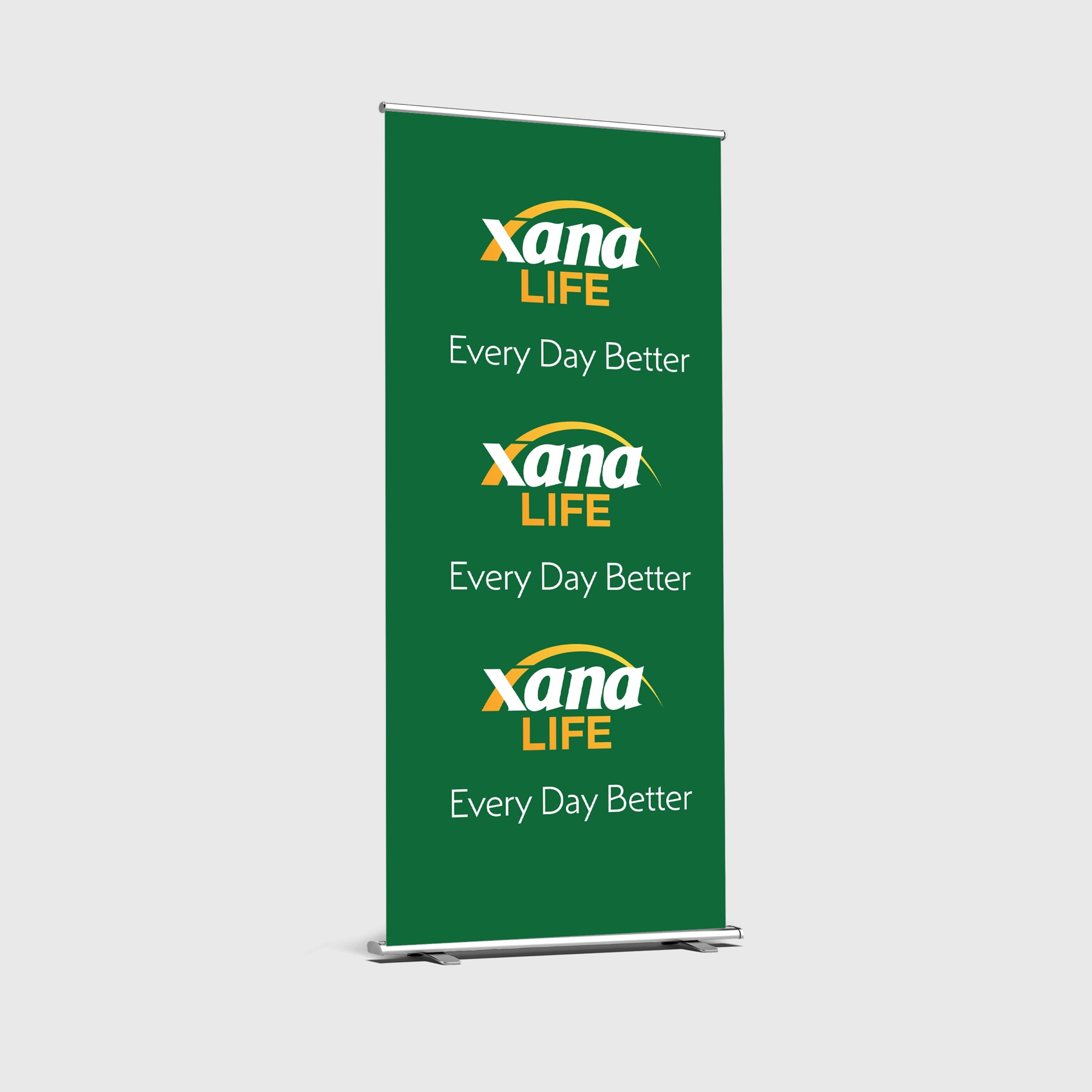 XanaLife roll-up banner, brand book mockup